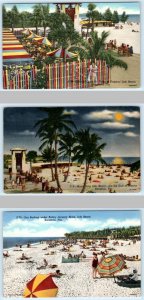 3 Postcards SARASOTA, Florida FL ~ Patio LIDO BEACH Day/Night Scenes Linens