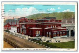 1929 Lehigh Valley And Reading Union Train Station Depot Bethlehem PA Postcard