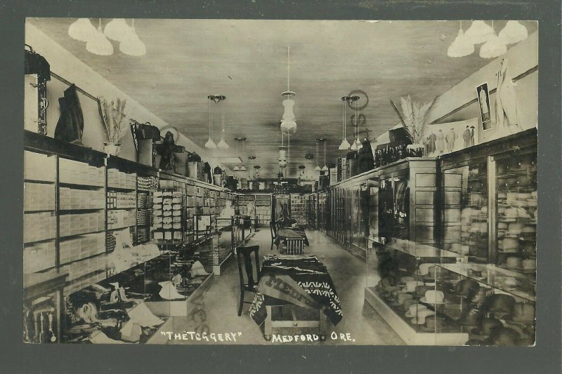 Medford OREGON RP c1910 INTERIOR GENERAL STORE The Toggery Clothing Clothes