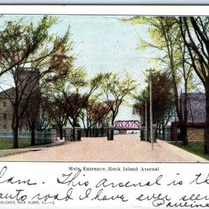 c1910s Rock Island, IL Arsenal Main Entrance Litho Photo PC Bridge Armory A157