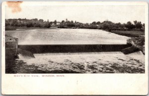 Bird's Eye View Windom Minnesota MN Waterways Dam Flowing Water Postcard