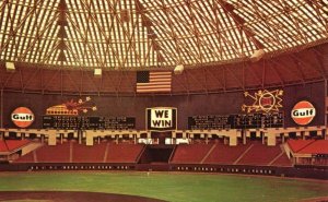 USA Texas Houston Inside Astrodome Baseball Gulf Petrol Spectacular Vintage P...