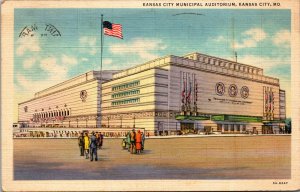 Vtg 1930's Kansas City Municipal Auditorium Missouri MO Linen Postcard