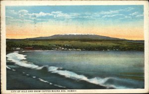 Hilo Hawaii HI Snow Capped Mauna Kea Vintage Postcard