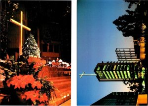 2~4X6 Postcards CA, Garden Grove CRYSTAL CATHEDRAL CHURCH Christmas & Tower View
