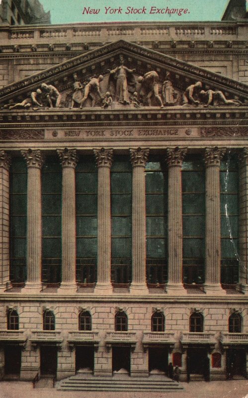 Vintage Postcard 1911 Stock Exchange Building White Marble Carved New York NY