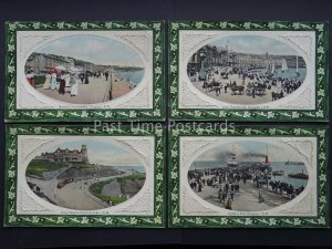 Isle of Man COLLECTION OF 4 Embossed Postcard c1910 by Brown & Sons Manx Series