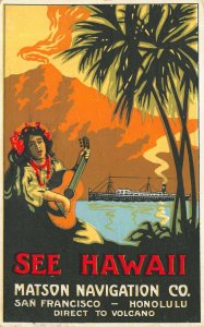 Matson Navigation San Francisco to Honolulu Poster Type Postcard