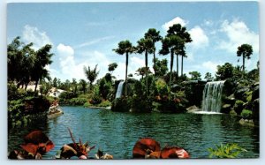 FREEPORT, Bahamas ~ Waterfalls at GARDEN of the GROVES c1970s  Postcard