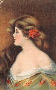 Lot349 woman painting postcard uk