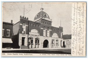 1905 Auditorium Exterior Building Cedar Rapids Iowa IA Vintage Antique Postcard