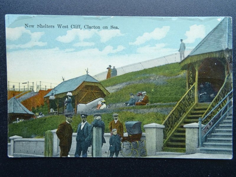 Essex CLACTON ON SEA West Cliff NEW SHELTER - Old Postcard by W.& S.