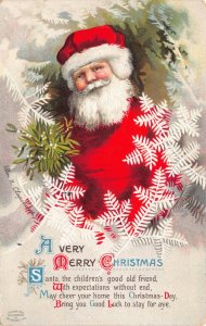 Clapsaddle Artwork Christmas Postcard Santa Claus Snow Covered Tree~125303