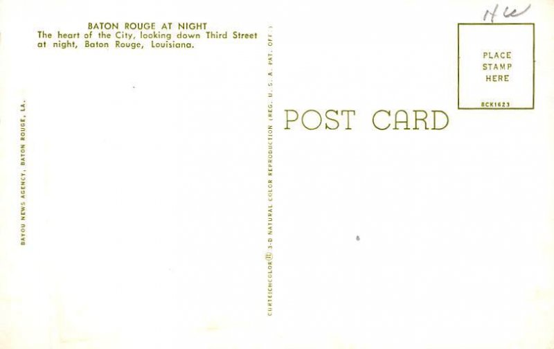 Baton Rogue at Night Looking down Third Street at Night - Baton Rouge, Louisi...