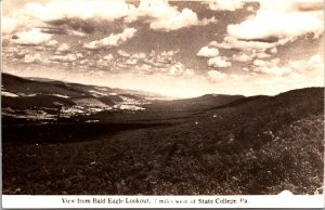 Real Photo Postcard View From Bald Eagle Lookout State College Pennsylvania