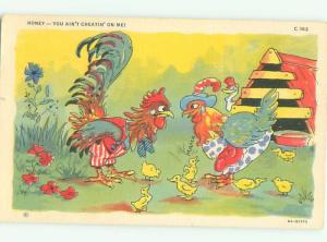 Linen Comic HUMANIZED CHICKENS WEARING CLOTHING AC0105