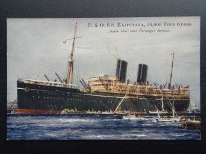 P & O Line SS RAJPUTANA India Mail & Passenger Ocean Liner c1920s Postcard