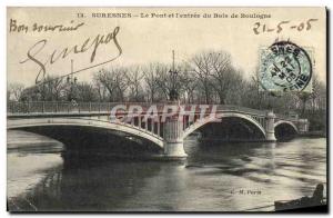 Old Postcard Suresnes Bridge and The entrance of the Bois de Boulogne