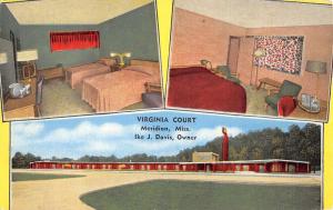 Meridian Mississippi Virginia Court Multiview Linen Antique Postcard K18179