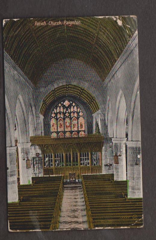 Interior View Of The Parish Church, Paignton - Used 1909 Lot Of Wear