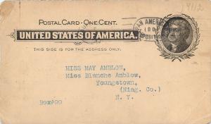 Jefferson One Cent Stationery print Postal Card 1900 United States of America 