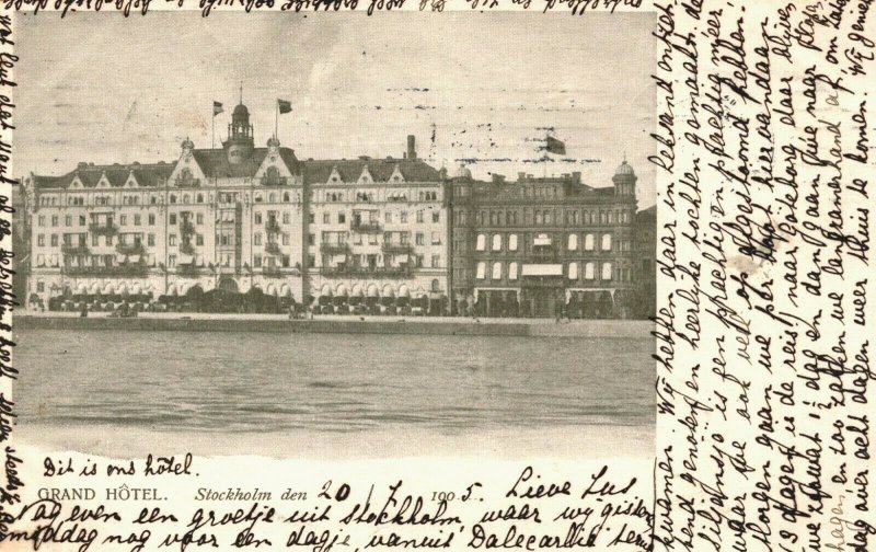 Sweden Grand Hotel Stockholm Vintage Postcard 08.93 