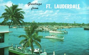 Vintage Postcard Greetings From Fort Lauderdale Bahia Mar Yacht Basin Florida FL