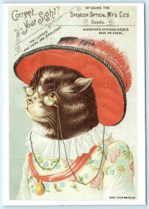 Repro DRESSED CAT Spencer Optical AUDEMAIR'S OPERAGLASSES 1985 ~ 4x6  Postcard