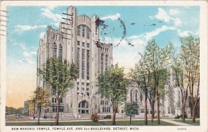 Michigan New Masonic Temple Avenue And 2nd Boulevard 1926