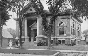 J60/ Crown Point Indiana Postcard c1910 Public Library Building  251