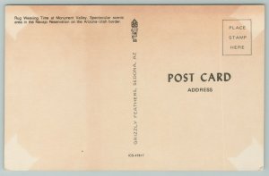 Arizona~Rug Weaving Time At Monument Valley~Vintage Postcard