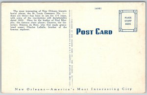 New Orleans Louisiana 1940s Postcard Old St. Louis Cemetery