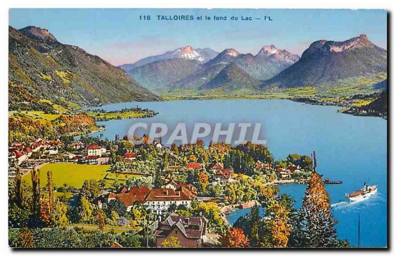 Old Postcard Talloires and Lake background