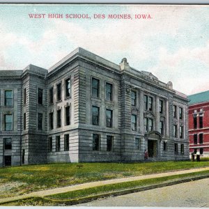 c1910s Des Moines, IA West High School Stone Nice Architecture AC Bosselman A210