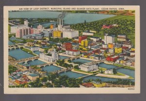 Cedar Rapids IOWA c1940s QUAKER OATS PLANT Factory BIRDSEYE VIEW Loop District