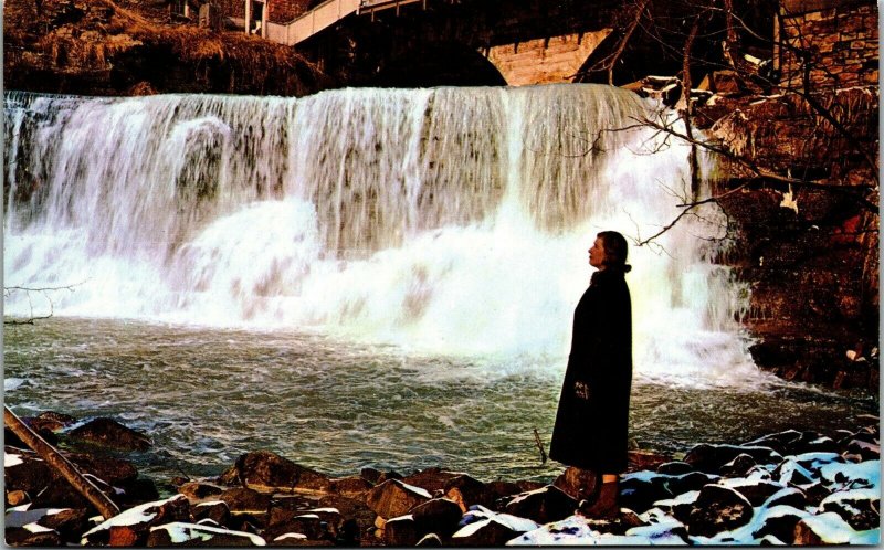 Vtg Chagrin Falls Ohio OH Natural Falls Waterfall 1950s Postcard