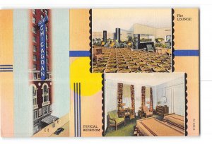 Chicago Illinois IL Postcard 1930-1950 Hotel Chicagoan Lounge and Bedroom