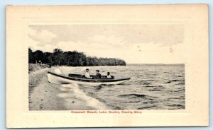 LAKE OSAKIS, Minnesota MN ~ Embossed CRESCENT BEACH Boat c1910s Postcard