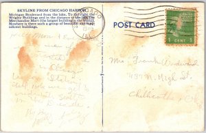 Chicago Illinois, 1940 Skyline From Harbor, Michigan Boulevard, Vintage Postcard