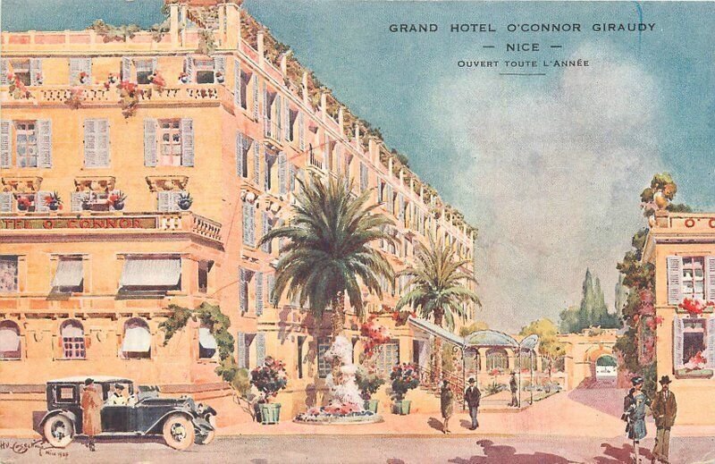 France Nice C-1920s Grand Hotel O'Connor Giraudy autos Postcard 22-7539