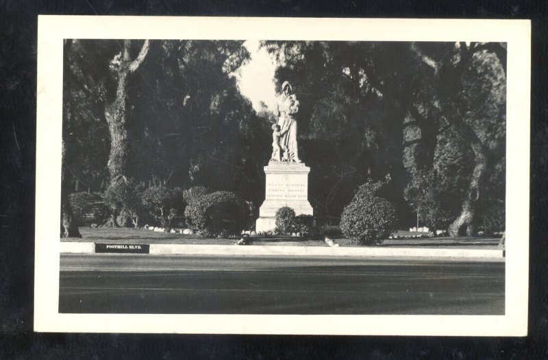 RPPC UPLAND CALIFORNIA FOOTHILL BLVD PARD STATUE ROUTE 66 REAL PHOTO POSTCARD