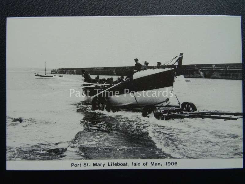 Isle of Man PORT ST MARY Lifeboat JAMES STEVENS c1906 c1980s Postcard by Mannin