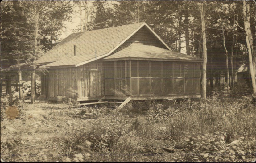 Kokadjo ME Log Cabin BICKNELL Real Photo Postcard United States