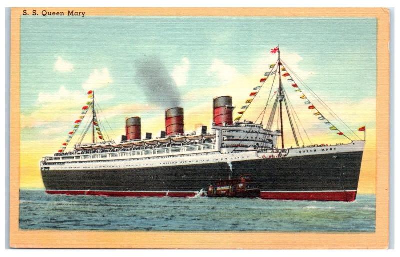 Mid-1900s SS Queen Mary of Cunard White Star Line Postcard