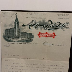 1901 Montgomery Ward & Co Letter Regarding Missing Shipment
