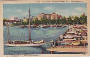 Florida St Petersburg Yacht Basin Showing Soreno Hotel and Yacht Club 1939 Cu...