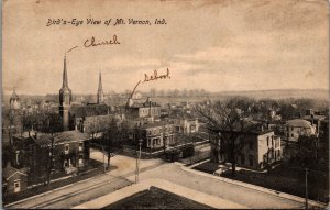 Mt Vernon Indiana Bird's Eye View Vintage Postcard