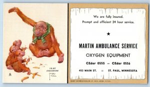 Lawson Wood Artist Signed Postcard Monkey Martin Ambulance Service Inkblotter