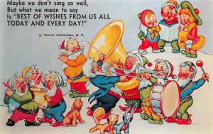 Singing Dwarfs  Fantasy Band Milk and Dairy Adv Vintage Postcard AA67153