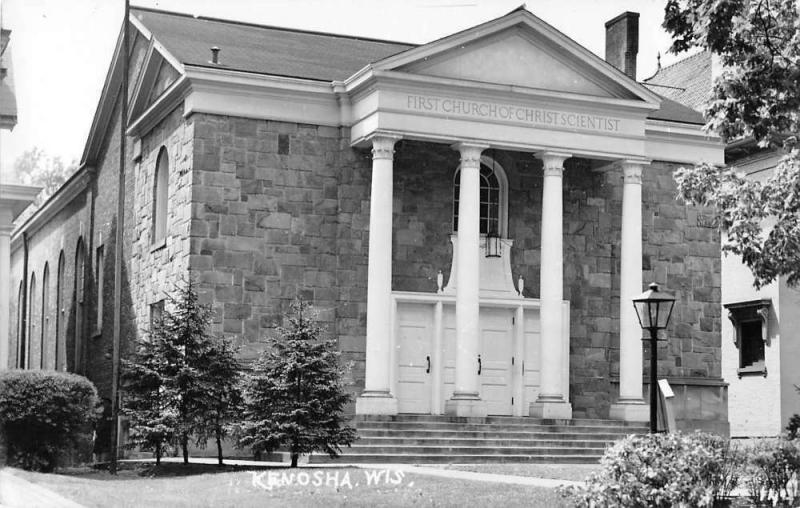 Kenosha Wisconsin outside First Church of Christ Scientist real photo pc Z17053